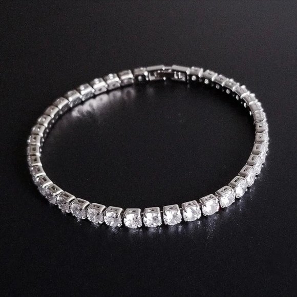 “7” 5MM DIAMOND S925 STERLING SILVER BRACELET, NICE BRACELET, CUTE BRACELET - Picture 2 of 5